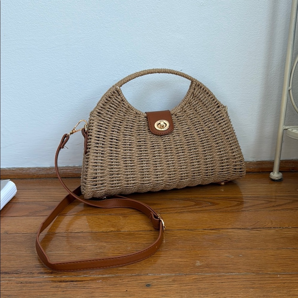 Brown Woven Handbag